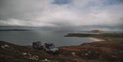 Land Rovers on mountain