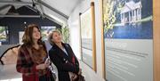 Friends looking at membership plans provided on a poster up on the wall at Montalto Estate, Ballynahinch.