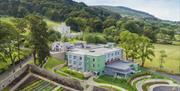 Aerial view of Killeavy Castle Estate. A luxury Hotel Spa destination in Newry, Northern Ireland.