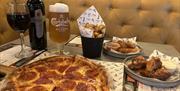 Pizza, Chicken Wings, Goujons, Wedges, Beer & Wine