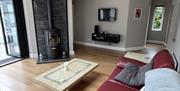 Living room with wood burning stove