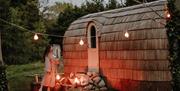 Dusk at Kingfishers Residence cabin, Mourne Luxury Glamping