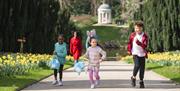 Kids with Easter baskets running around Hillsborough Castle and Gardens looking for Lindt Bunny Statues