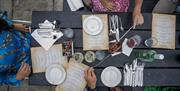 A birds-eye view of the table setting at an al fresco Slemish Supper Club dining experience
