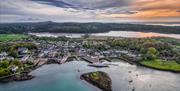 Aerial view of Strangford Lough and village