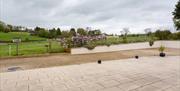 View over patio to fields.