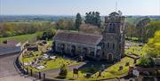 Aerial image of the church and the graveyard