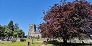 View of the church from the bottom of the graveyard