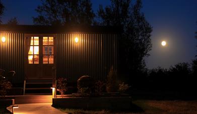 Peatlands shepherd's hut at twilight