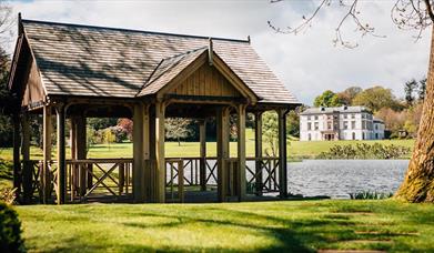 Picture of Montalto House, Montalto Lake and Boathouse all within Montalto Estate in Ballynahinch.