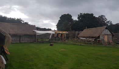 A cloudy sky looms over the Ballydugan Medieval Settlement