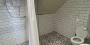 Tile ground floor shower room / toilet and sink.