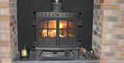 Stove with brick fireplace
