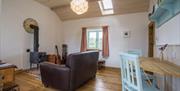 living room of birch cottage