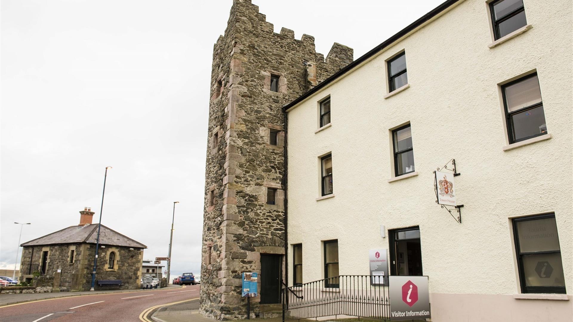 A photo of the 17th century old Tower House which houses Bangor Visitor Information Centre and offices of Ards and North Down Borough Council