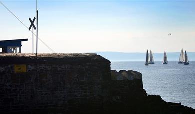 Photograph of yachts on the water of Belfast Lough from Kingsland showing