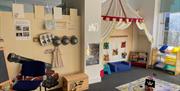 Inside play castle with dress up and games at Carrickfergus Museum Play Zone