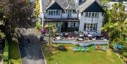 Exterior birds eye view of Cairn Bay Lodge