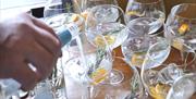 Gin glasses being filled