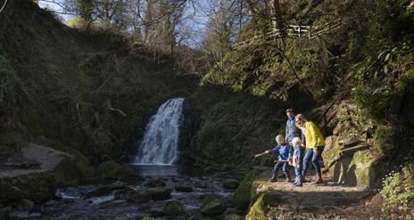 Family at Gleno Waterfall