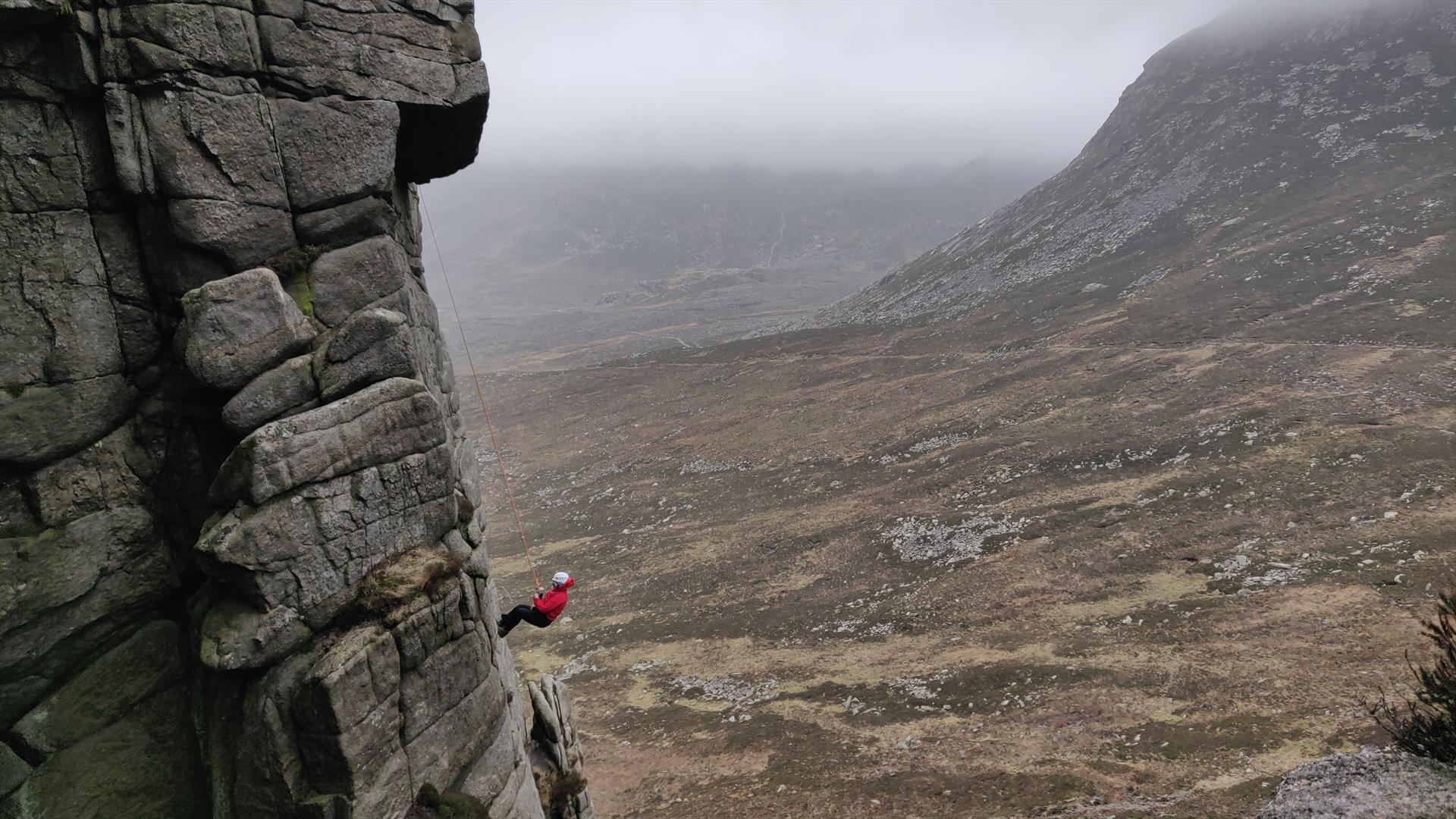 Great views while abseiling at Lower Cove, the Mournes