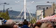 Image of Holywood Maypole dressed with ribbons for the annual May Day dancing event