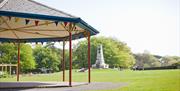 Photo of the brightly coloured bandstand where live music takes place in the summer months