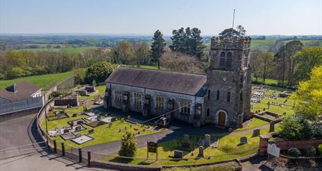 Aerial image of the church and the graveyard