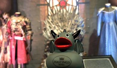 Hastings Duck in front of Game of Thrones set