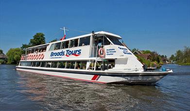 Queen of the Broads River Cruise Passenger Boat on the Norfolk Broads