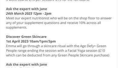 Leaflet with Spring Events at Chapel Yard Organics