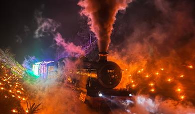 Norfolk Lights Express steam through one of the lineside displays