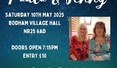 A poster showing two ladies who will be providing mediumship at the event.