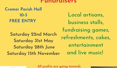 Yellow Poster displaying dates and details for fundraiser