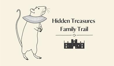 A rat dressed in Tudor clothing introdcung the children's rat trail at Oxburgh Estate