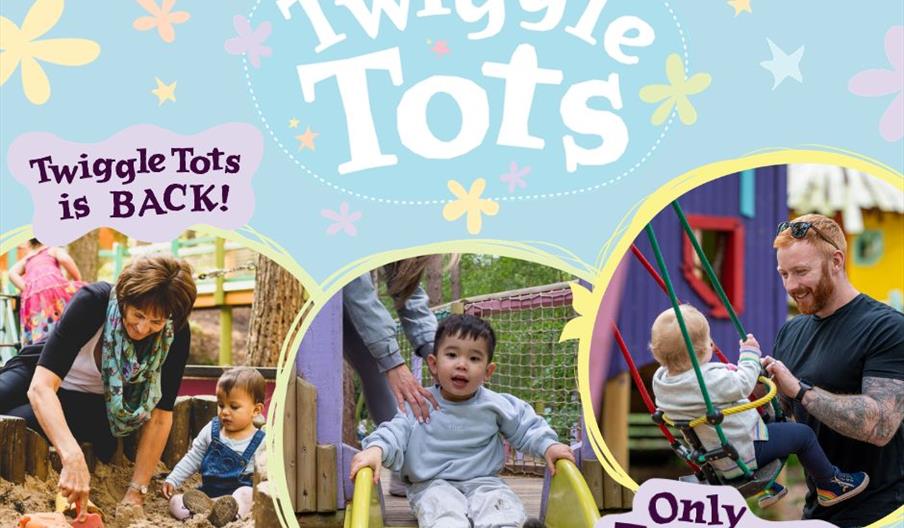 Toddlers playing on various equipment in BeWILDerwood