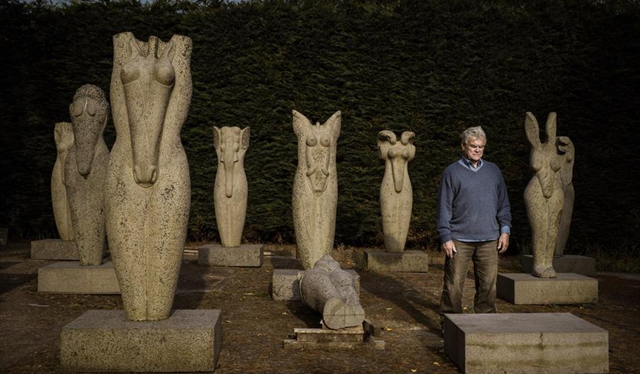 British Sculptor Stephen Cox who exhibits at Houghton Hall, Norfolk in 2025
