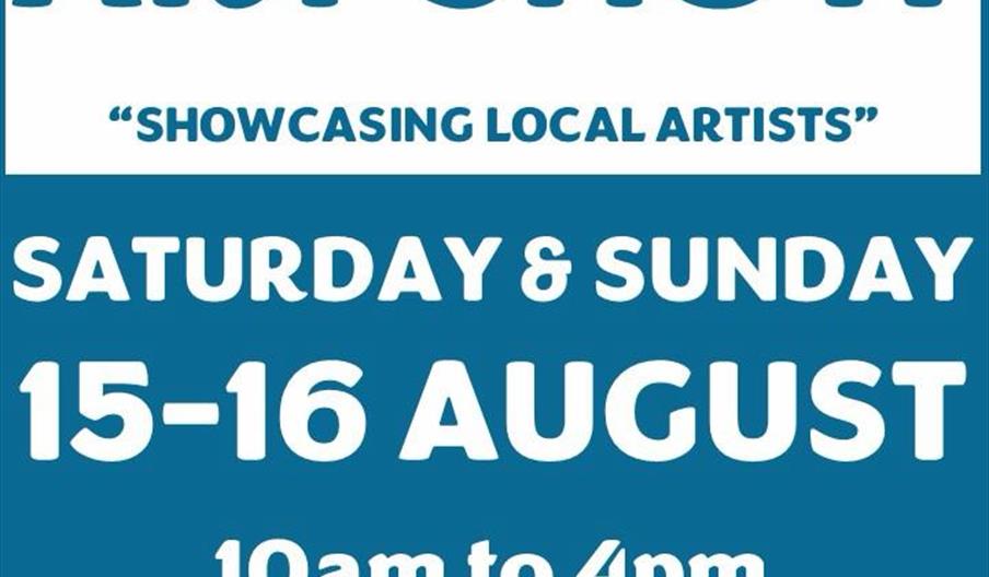 Blue and white poster stating the event details.