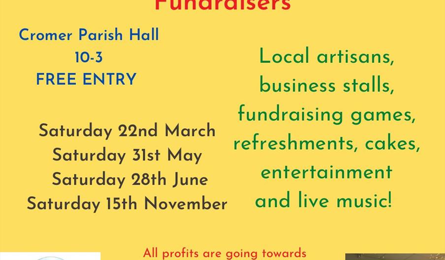 Yellow Poster displaying dates and details for fundraiser