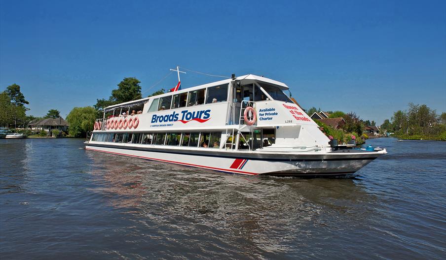 Queen of the Broads River Cruise Passenger Boat on the Norfolk Broads