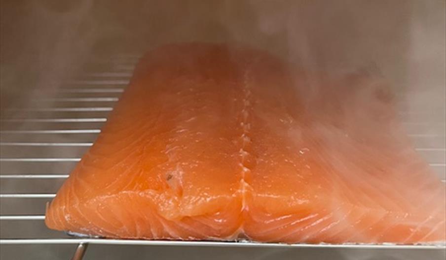 Smoked salmon in smoker