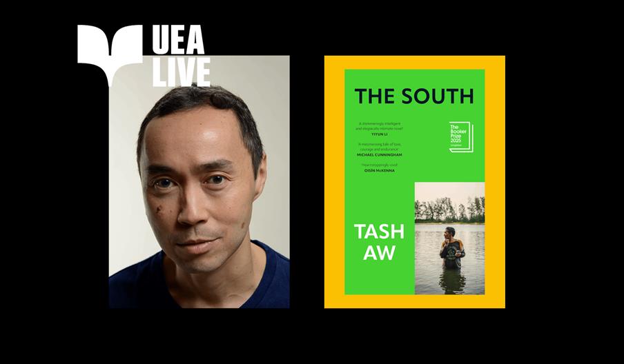 Tash Aw and book cover 'The South'