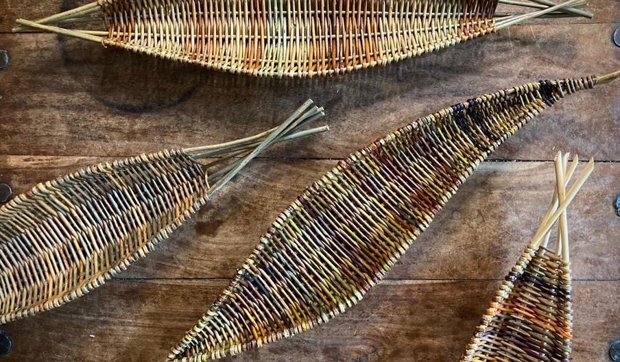 Willow leaf baskets created at a willow weaving workshop