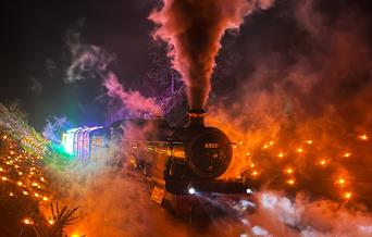Norfolk Lights Express steam through one of the lineside displays