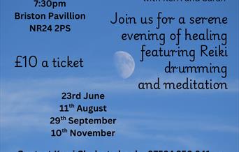 Light blue poster showing a daytime moon.  Text stating event details.