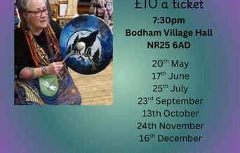 Photo of Lakota Sands and the dates for future events on a purple and blue gradient background