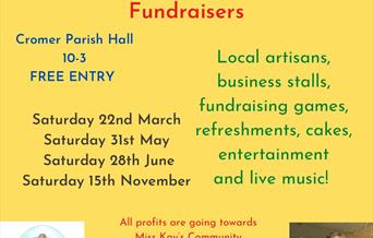 Yellow Poster displaying dates and details for fundraiser