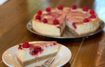 Raspberry & white chocolate cheesecake