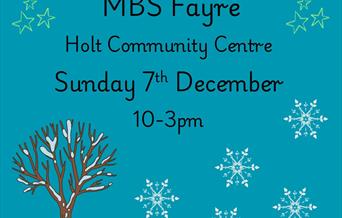 Blue poster showing a winter tree and some snowflakes detailing the event information