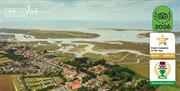View over Deepdale Camping & Rooms towards Brancaster Staithe harbour and Scolt Head Island on the beautiful North Norfolk Coast
